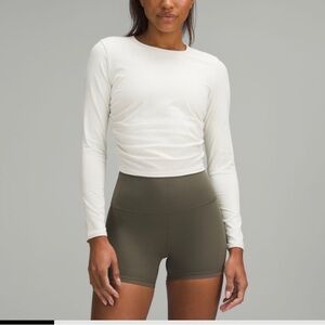 Lululemon all it takes ribbed nulu long-sleeve shirt - size 2 in bone